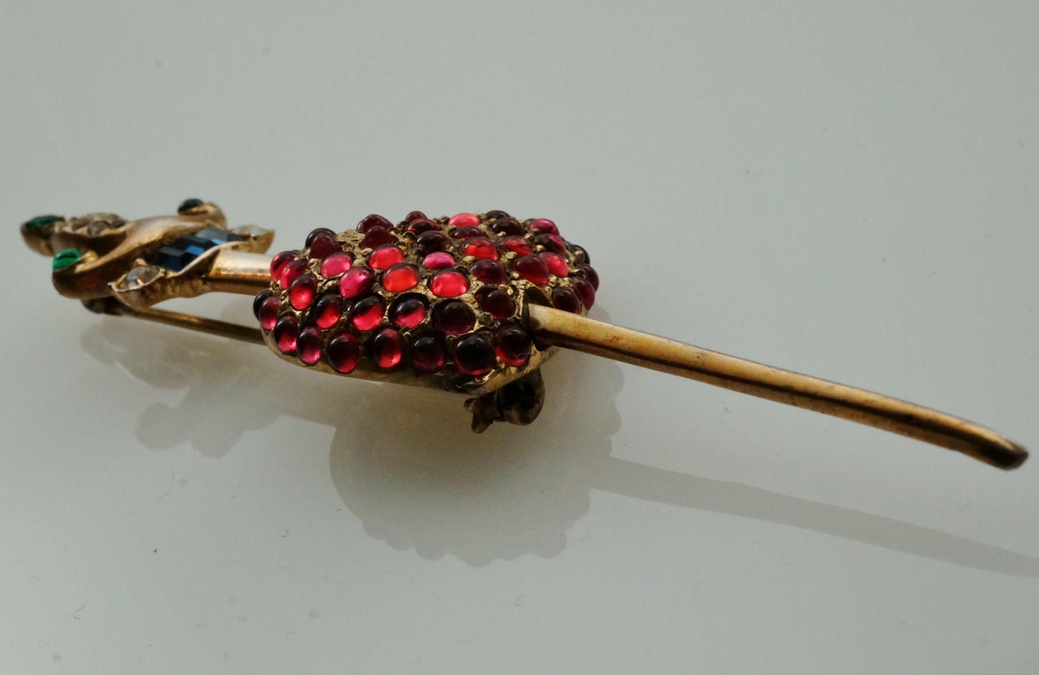 Coro heart pin, vermeil gold gilt sterling silver, Adolph Katz